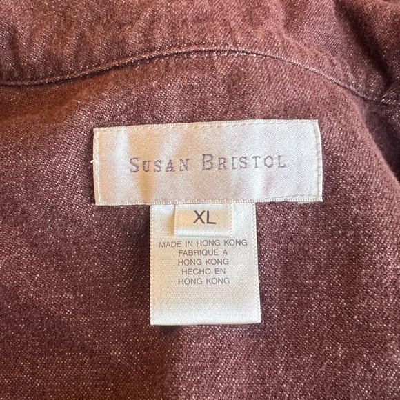 Susan Bristol Chocolate Jean Style Button Front Lightweight‎ Jacket 100% Cotton - Picture 3 of 4